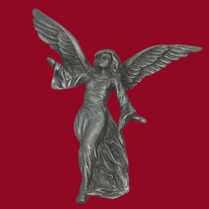 Vintage Spoontiques Pewter Angel Brooch Detailed Spiritual Granny Core